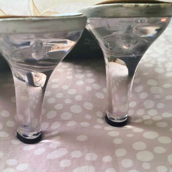 Silver Heels With Clear Rhinestone Straps and Clear Heels S.R.O.  Slip-on Heels - Picture 8 of 9